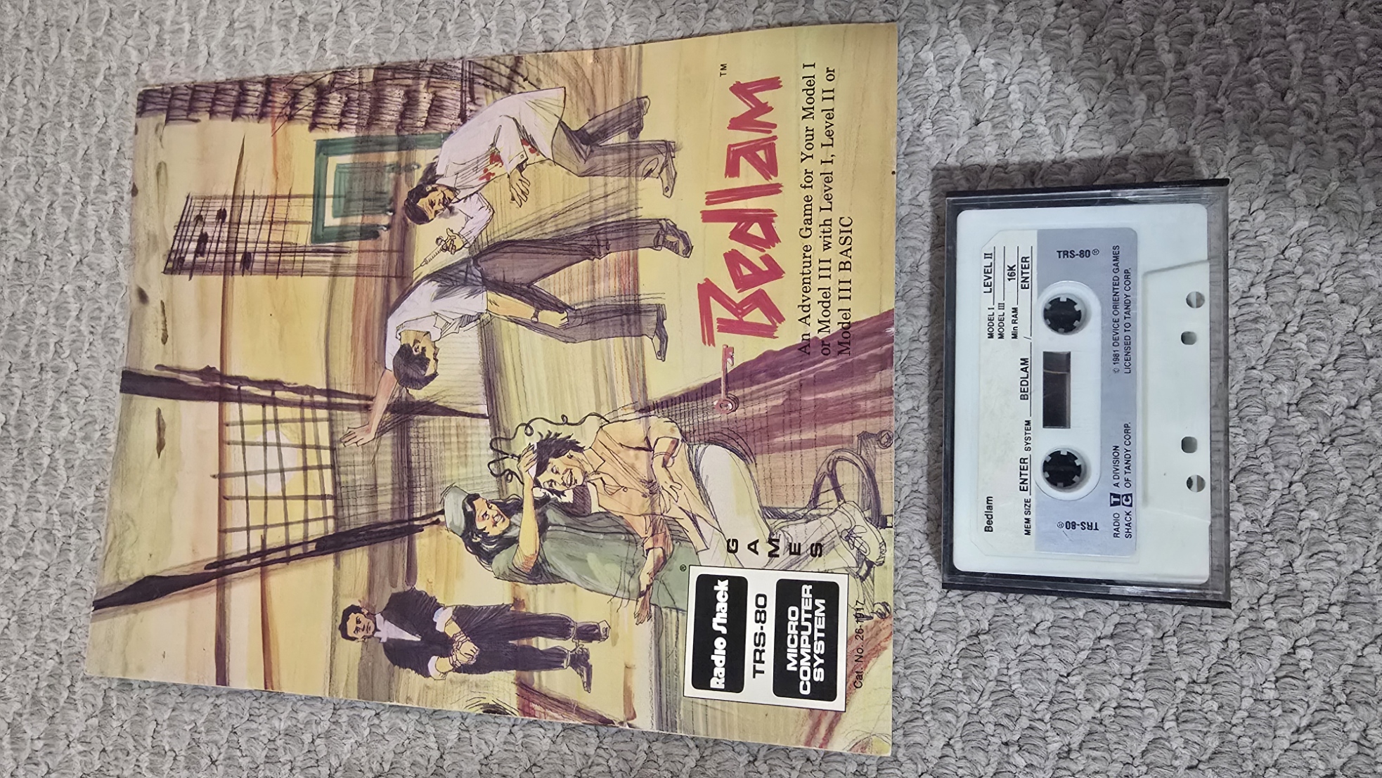 TRS-80 Software - Bedlam Adventure (Manual/Tape)