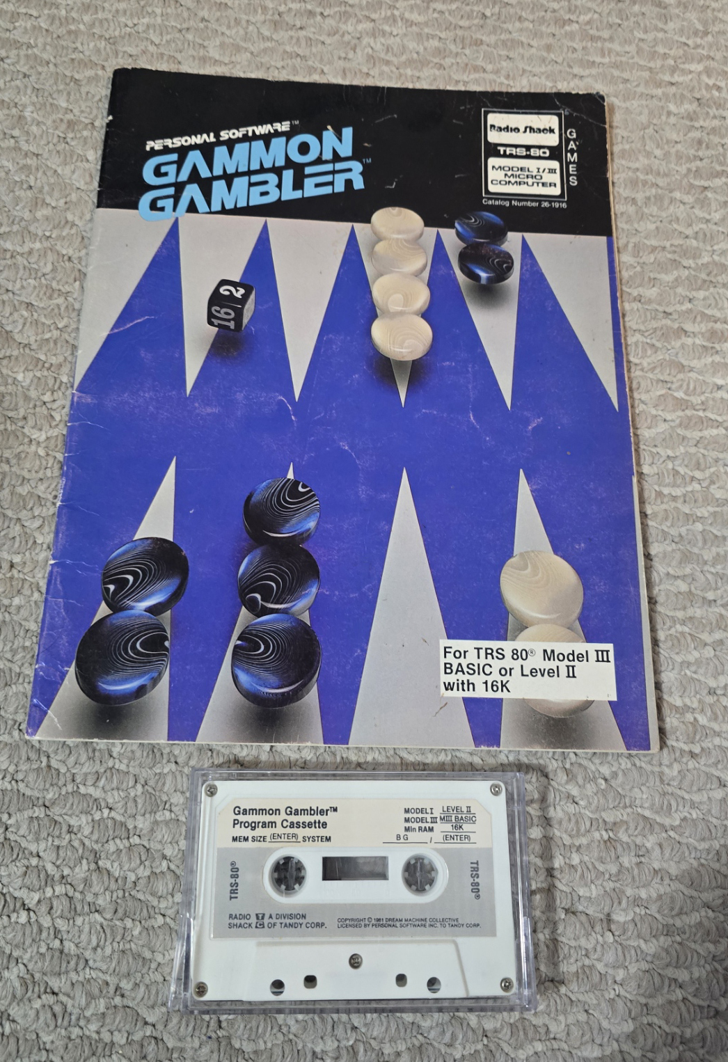 TRS-80 Software - Gammon Gambler (Manual/Tape)