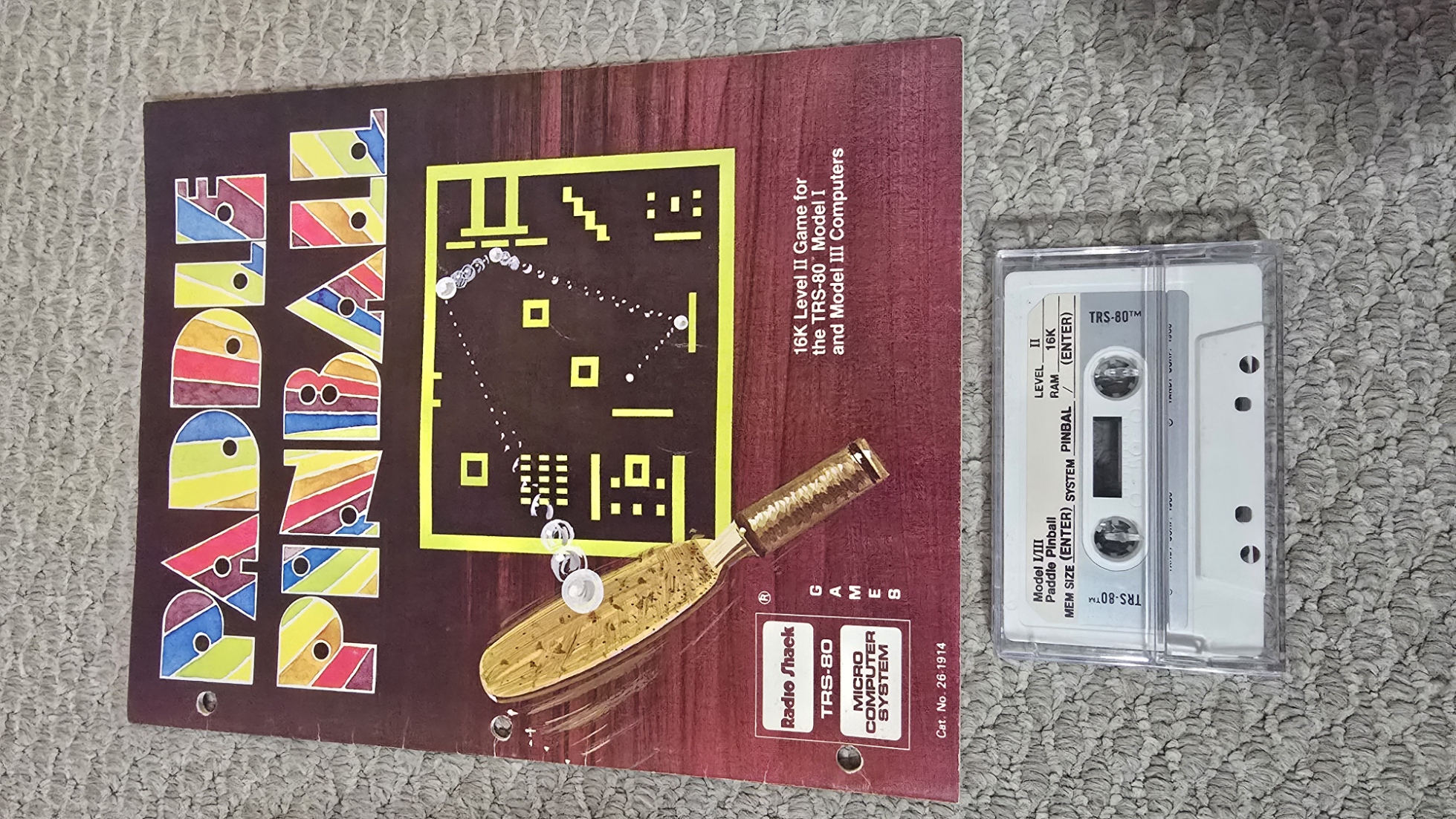 TRS-80 Software - Paddle Pinball (Manual/Tape)