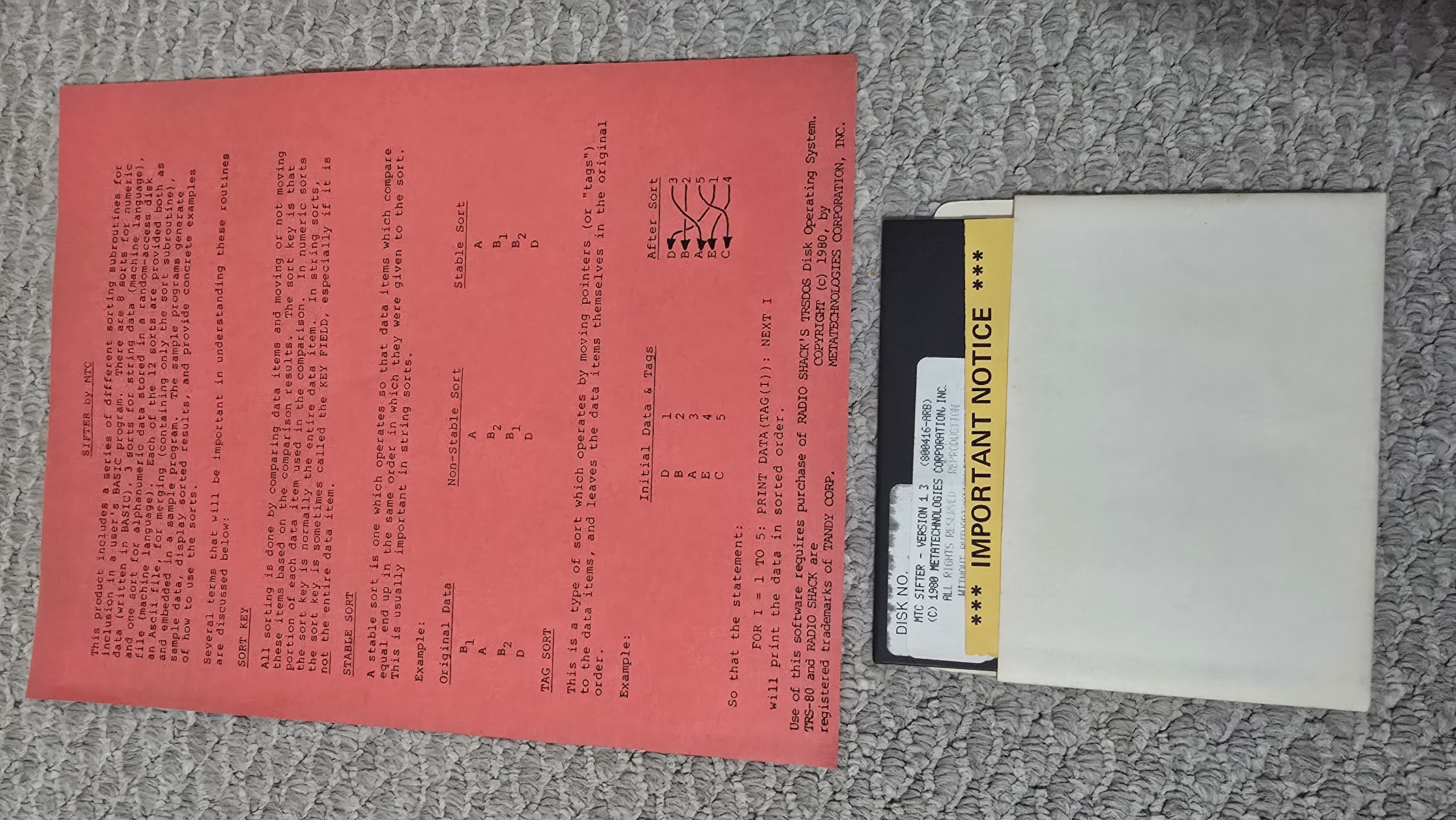 TRS-80 Software - Sifter v1.3 (Manual/Disk)