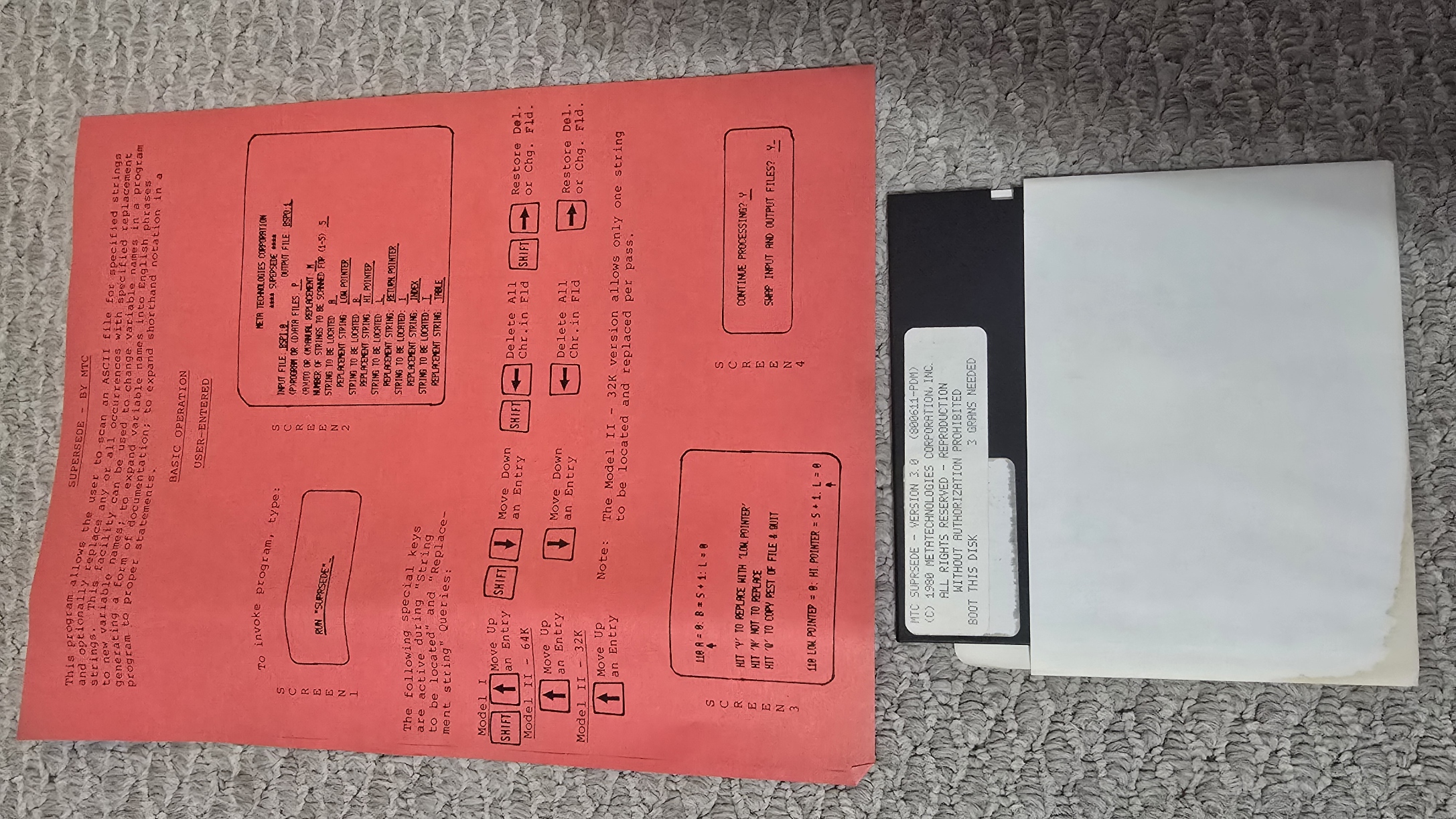 TRS-80 Software - Supersede v3.0 (Manual/Tape)